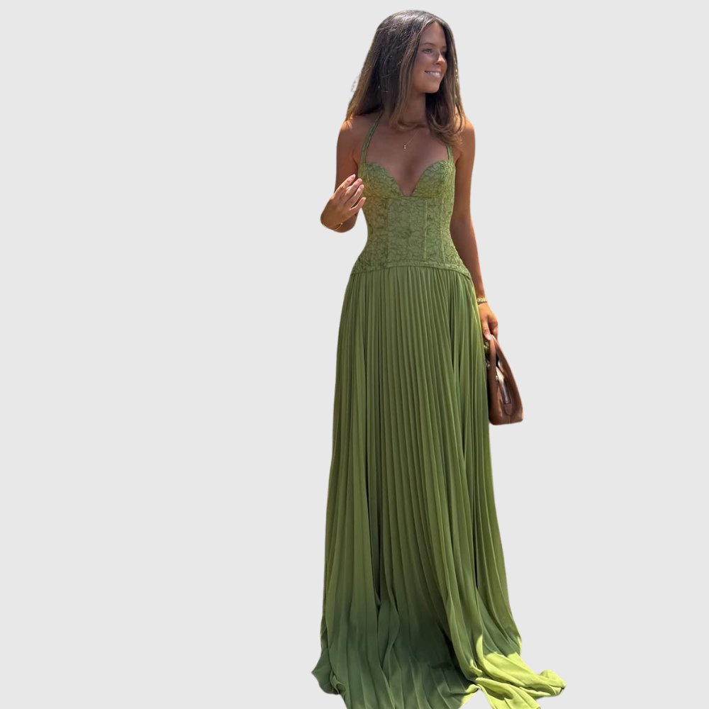 Kenley | Women's Pleated Corset Maxi Wedding Guest Dress