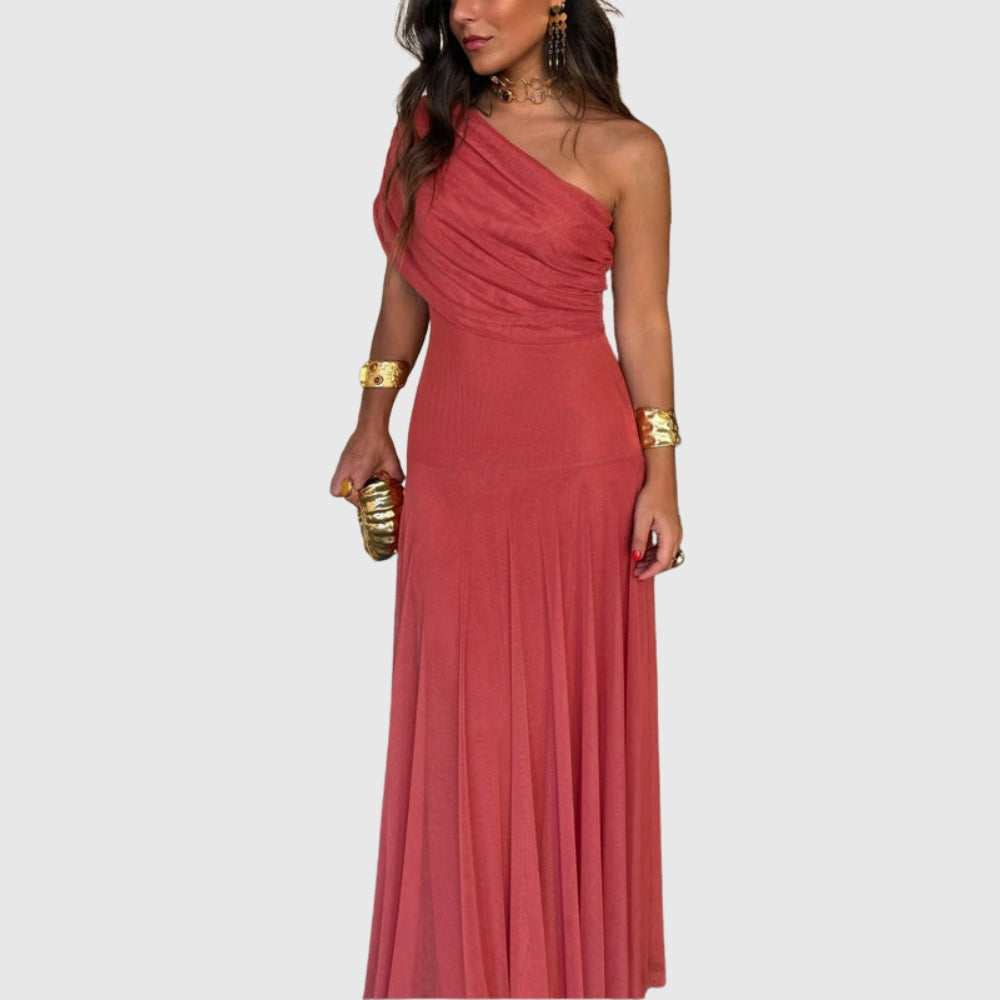 Brittany | Women's One-Shoulder Mesh Maxi Summer Dress