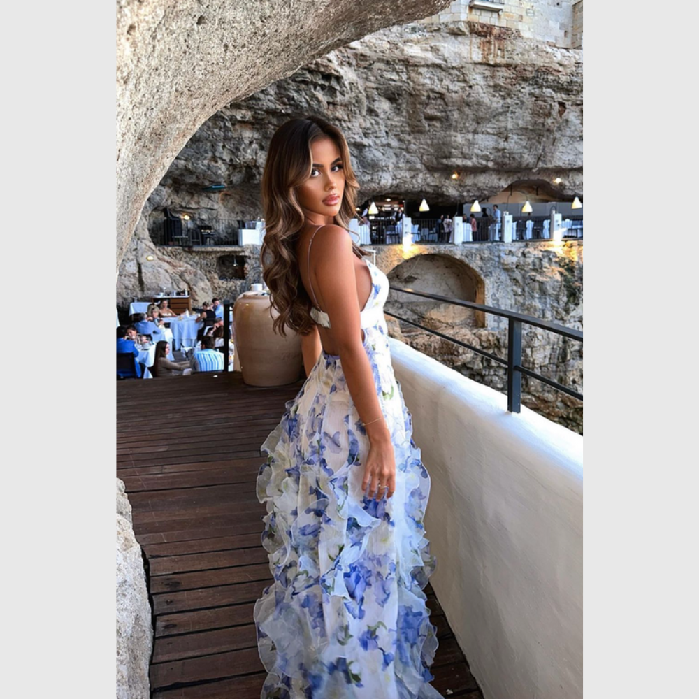 Emberly | Women's Sleeveless Ruffle Maxi Wedding Guest Dress