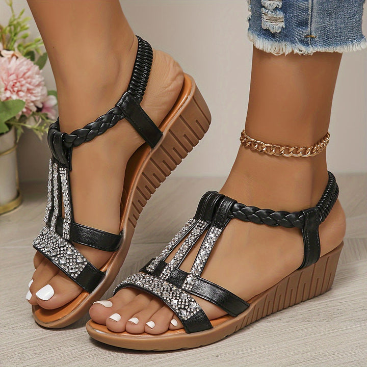 Darby | Women's Rhinestone Woven Sandals