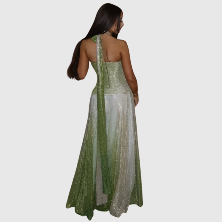 Zahra | Women's Pleated Halter Summer Two-Piece Dress