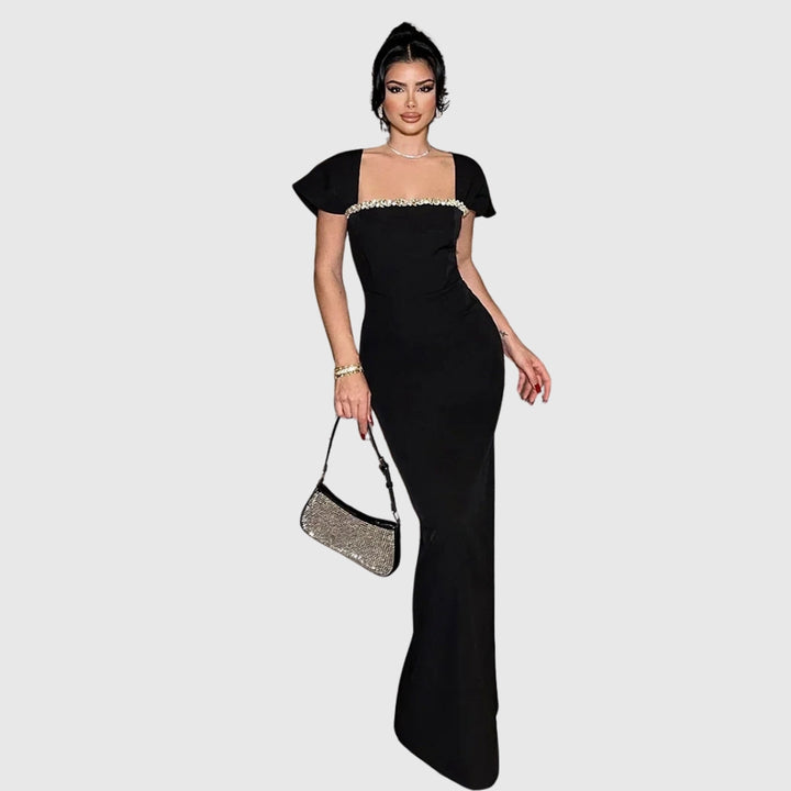 Keira | Women's Square-Neck Shoulder-Drape Bodycon Maxi Dress