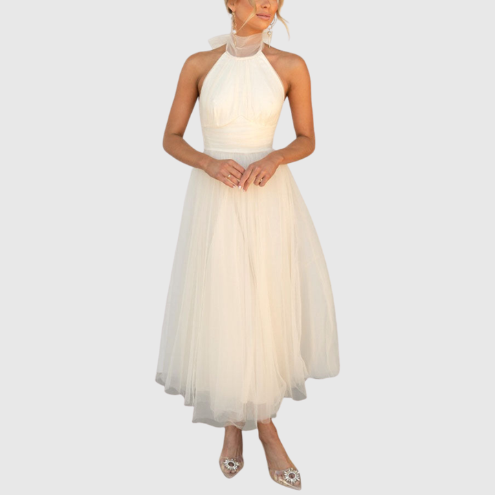 Aylin | Women's Sleeveless Halter-Neck Midi Prom Dress