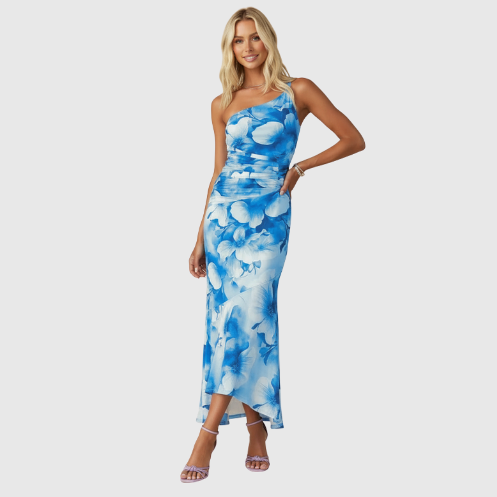 Marissa | Women's One-Shoulder Floral Maxi Wedding Guest Dress