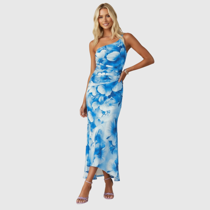 Marissa | Women's One-Shoulder Floral Maxi Wedding Guest Dress