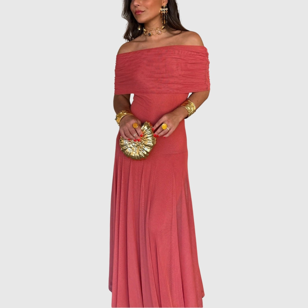 Brittany | Women's One-Shoulder Mesh Maxi Summer Dress