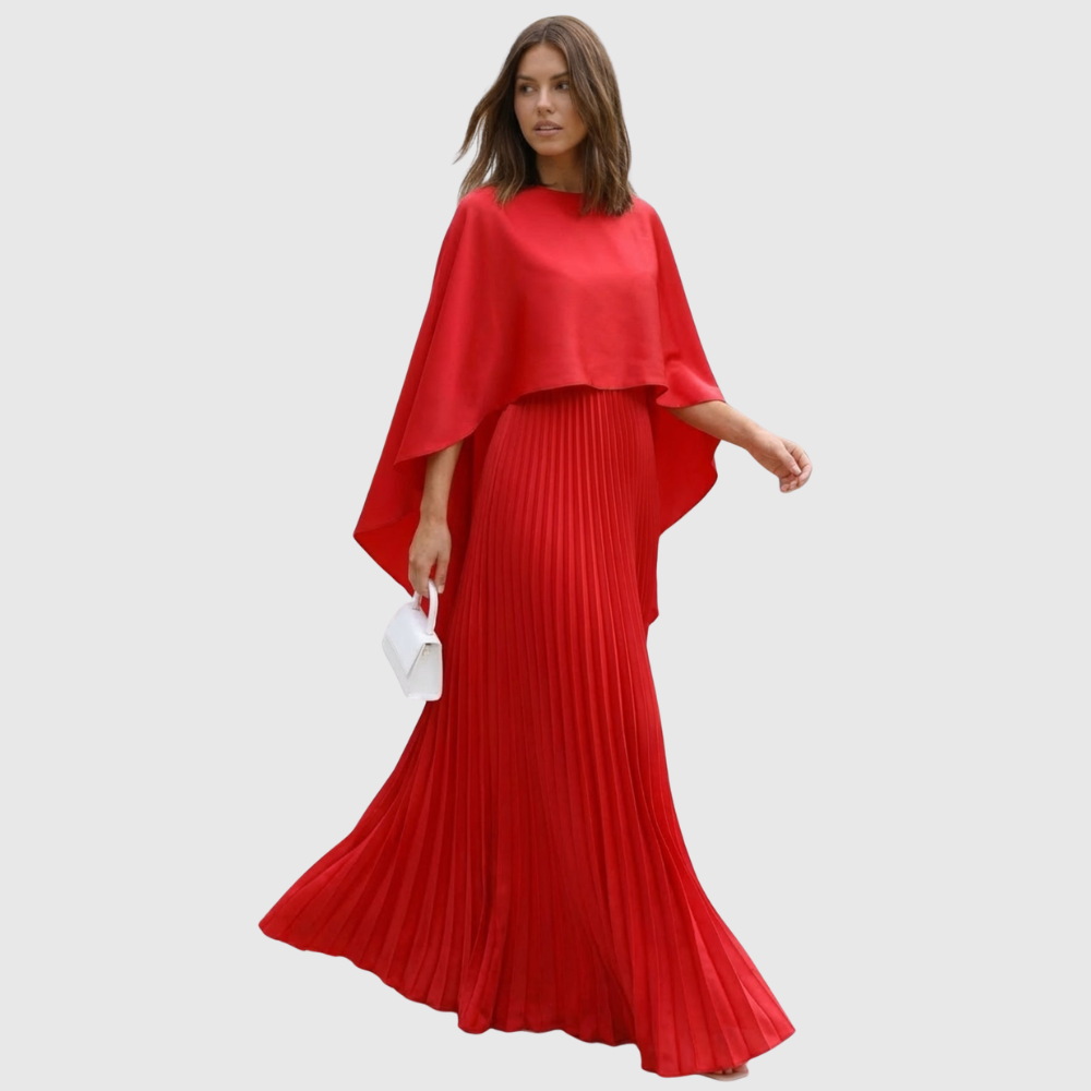 Aniya | Women’s Long Cape Sleeves Maxi Wedding Guest Dress