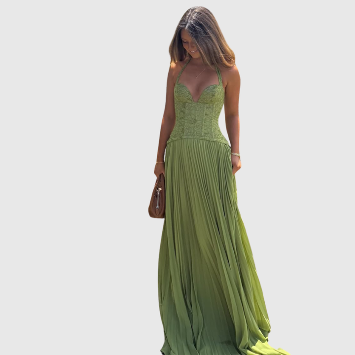 Kenley | Women's Pleated Corset Maxi Wedding Guest Dress