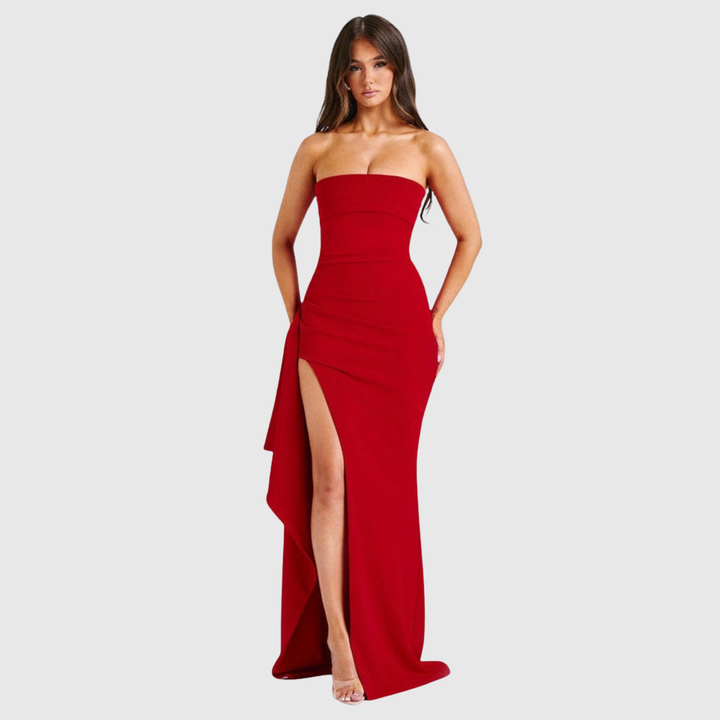 Kristin | Women's Strapless Slit Maxi Prom Dress