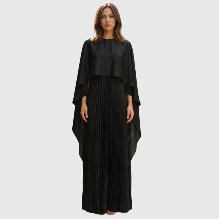 Aniya | Women’s Long Cape Sleeves Maxi Wedding Guest Dress