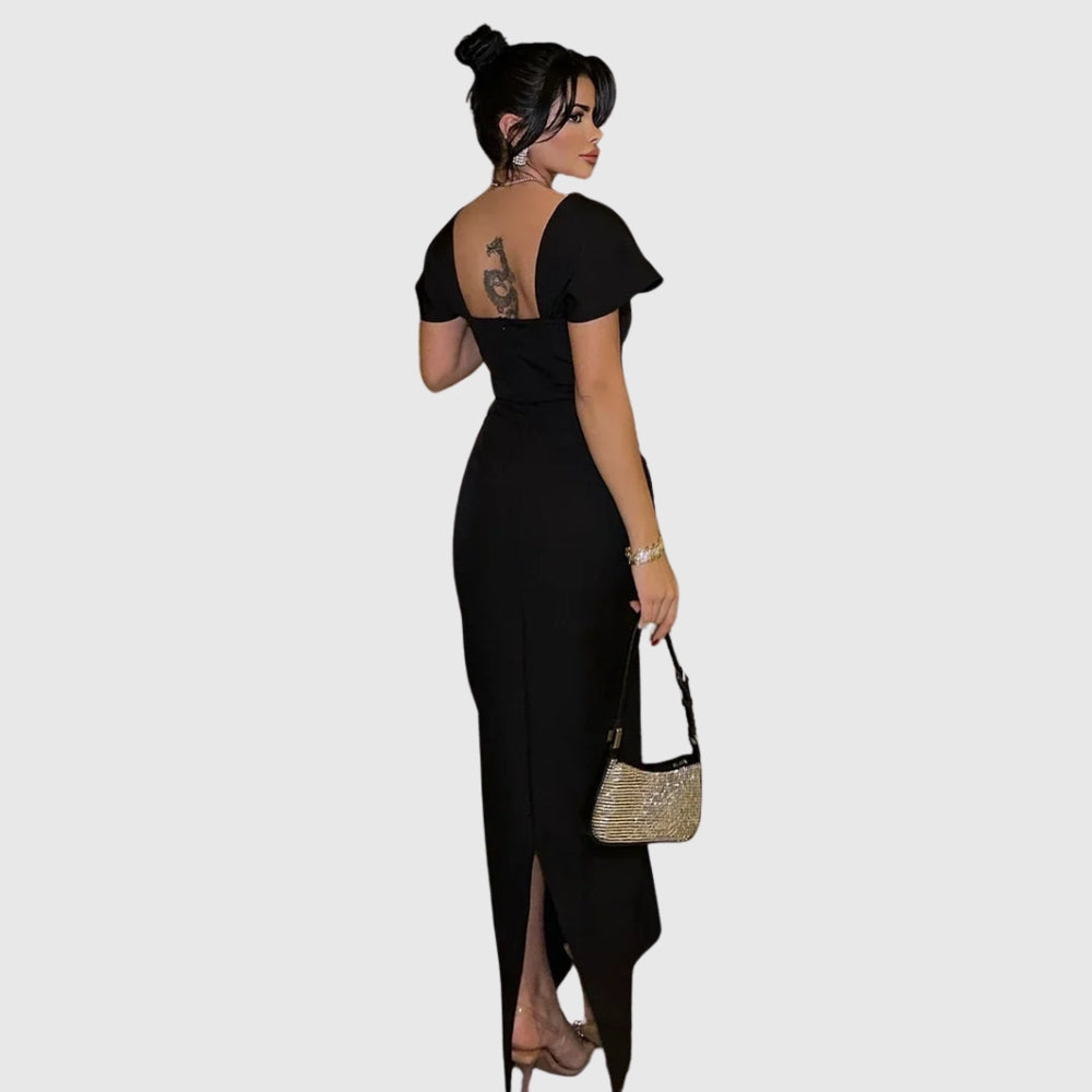 Keira | Women's Square-Neck Shoulder-Drape Bodycon Maxi Dress