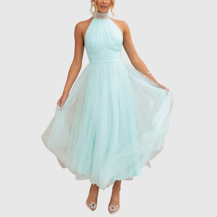 Aylin | Women's Sleeveless Halter-Neck Midi Prom Dress
