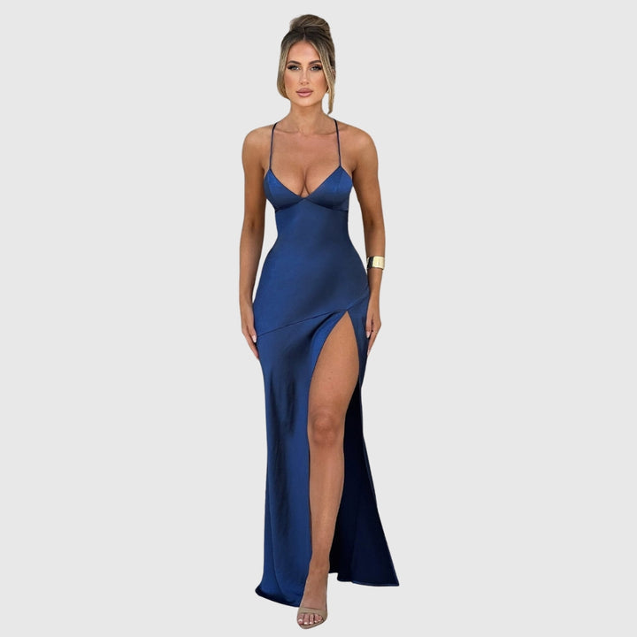 Adriana | Women's Sleeveless Slit Silk Maxi Wedding Guest Dress