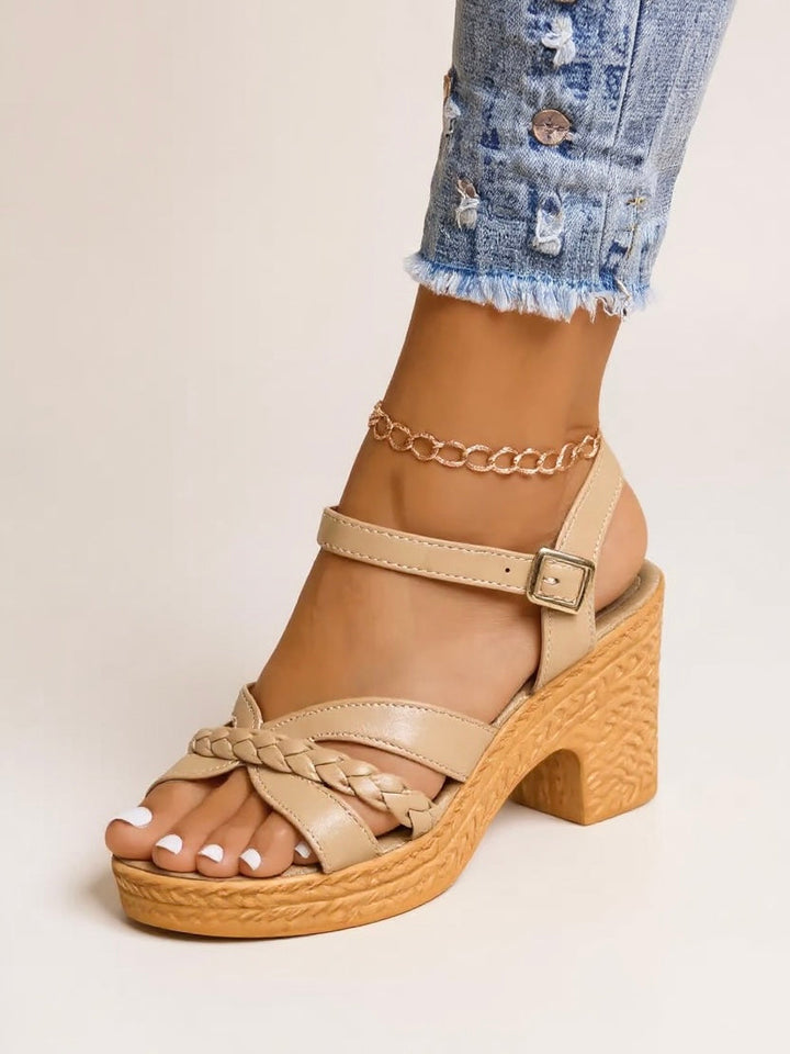 Zuri | Women's Woven Block Heel Cushioned Sandals
