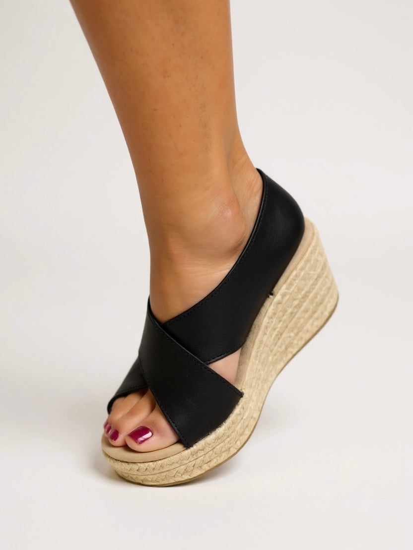 Kendall | Women's Woven Cushioned Ankle Strap Wedge Sandals