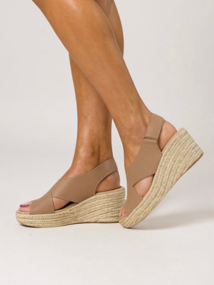 Kendall | Women's Woven Cushioned Ankle Strap Wedge Sandals