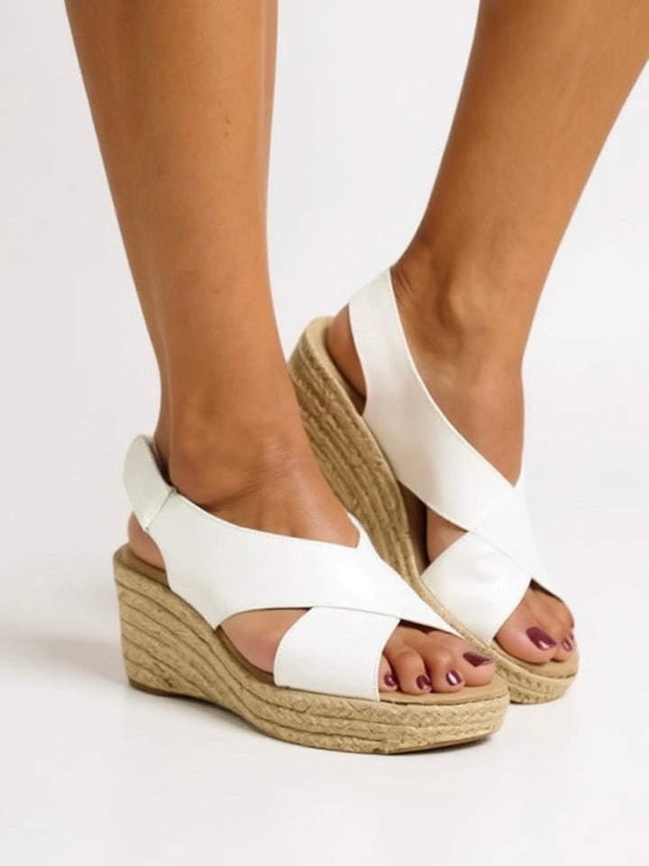 Kendall | Women's Woven Cushioned Ankle Strap Wedge Sandals