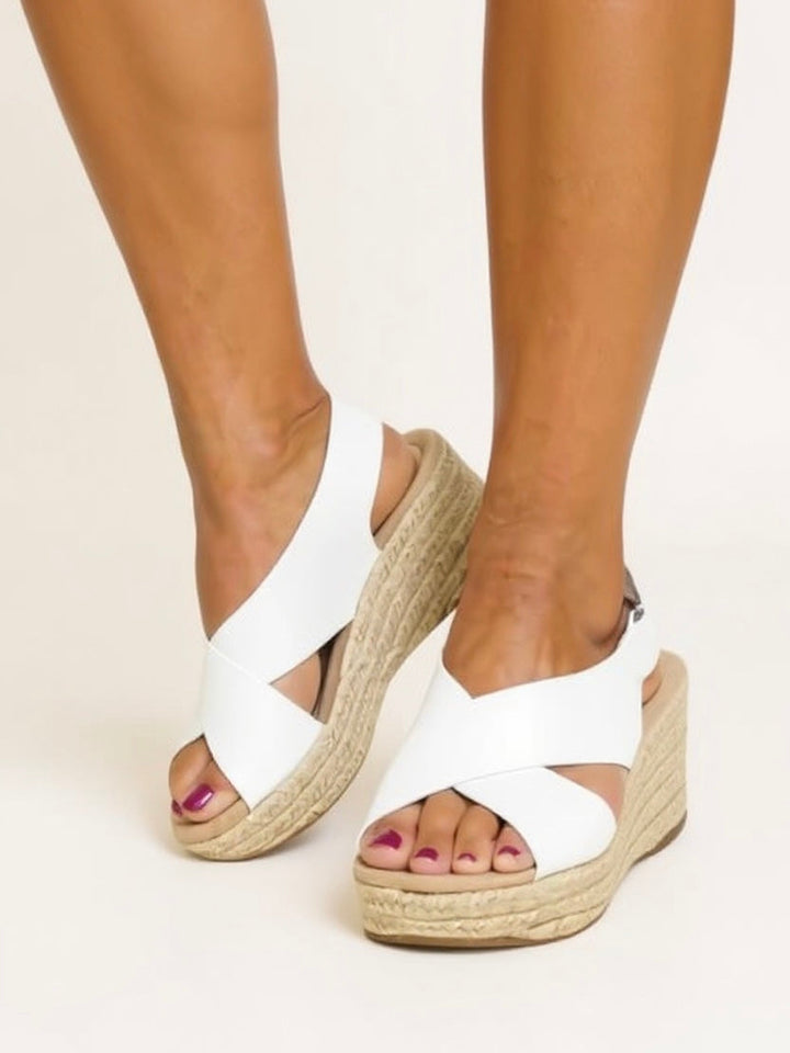 Kendall | Women's Woven Cushioned Ankle Strap Wedge Sandals