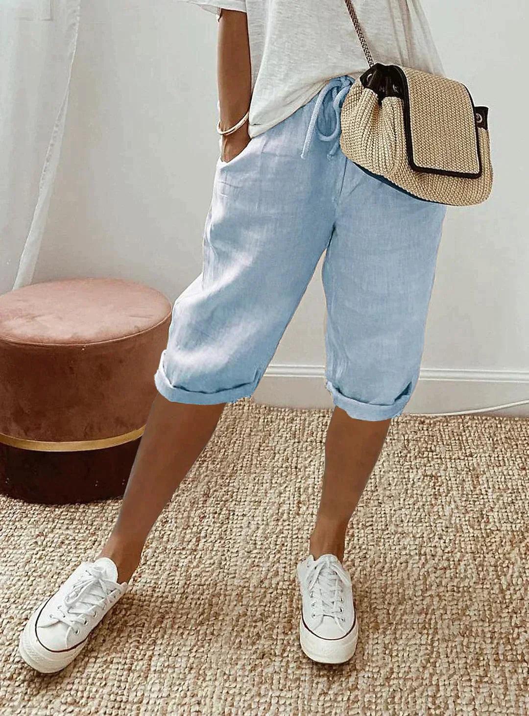 Jannah Pants | Loose Fit Linen Capri Pants