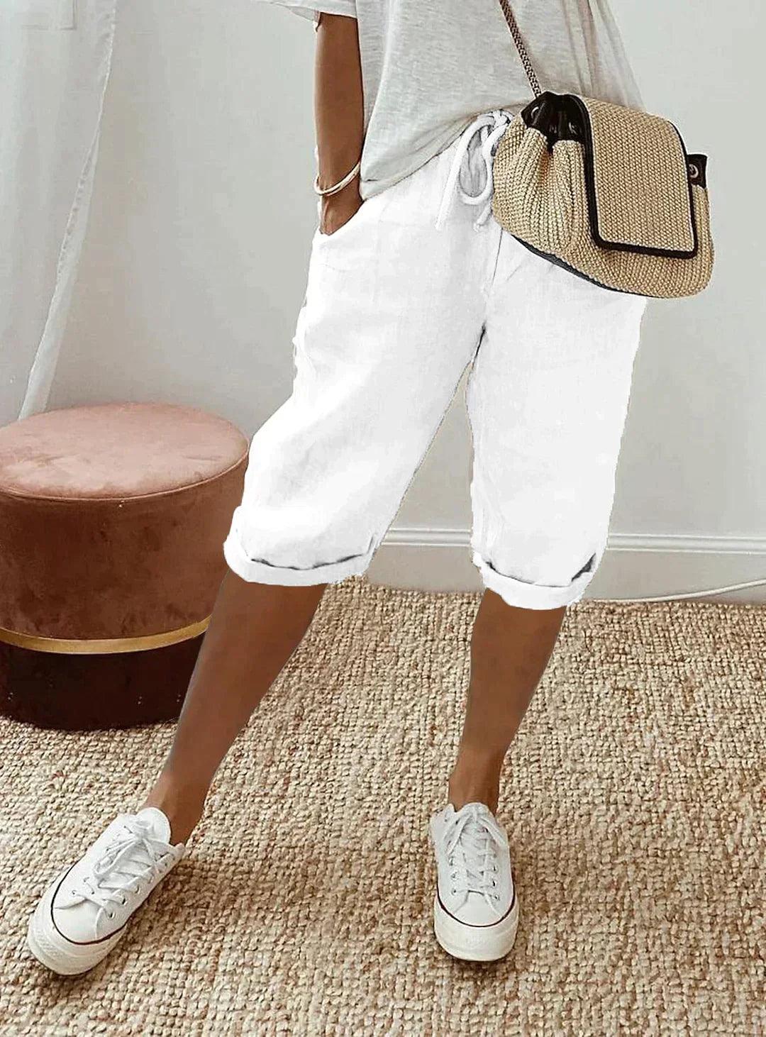 Jannah Pants | Loose Fit Linen Capri Pants