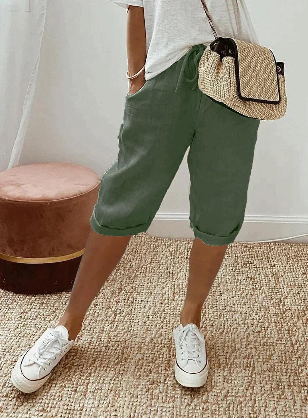 Jannah Pants | Loose Fit Linen Capri Pants