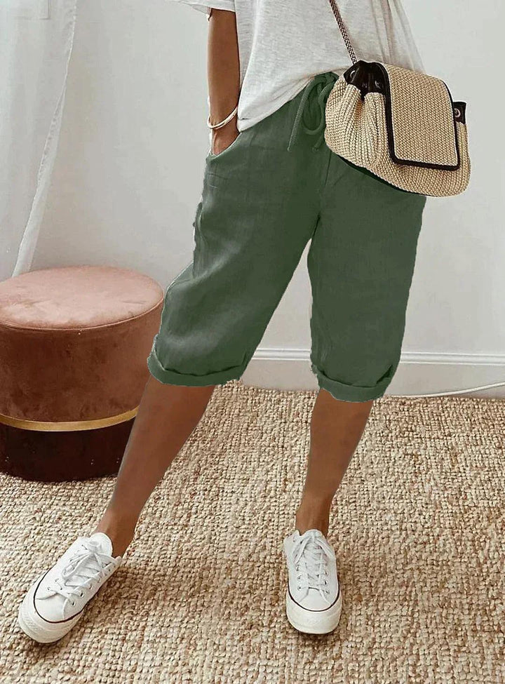 Jannah Pants | Loose Fit Linen Capri Pants