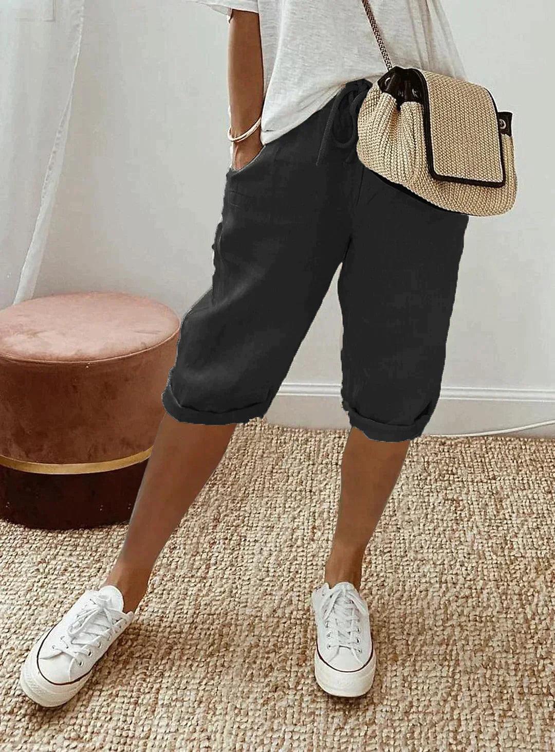 Jannah Pants | Loose Fit Linen Capri Pants