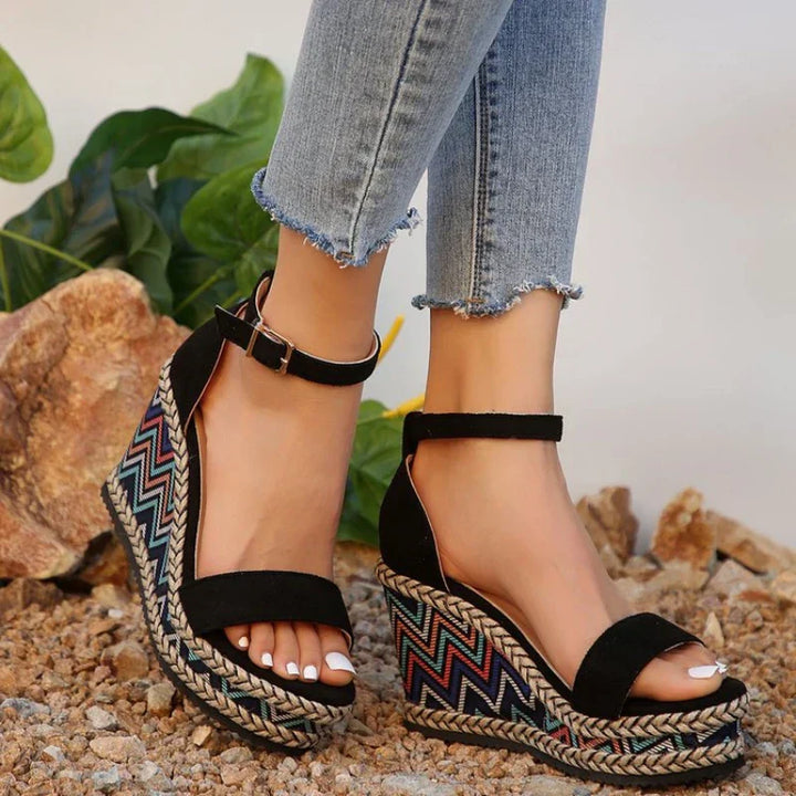 Birdie | Women's Boho Cushioned Wedge Sandals Wide Fit