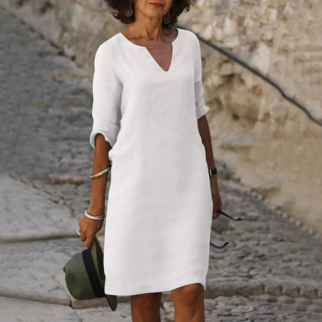 Women's dress with V-neck and 3/4 sleeves | Mini