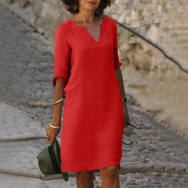 Women's dress with V-neck and 3/4 sleeves | Mini