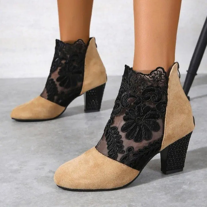 Heloise™ | Elegant Lacy High Heels Mesh Boots
