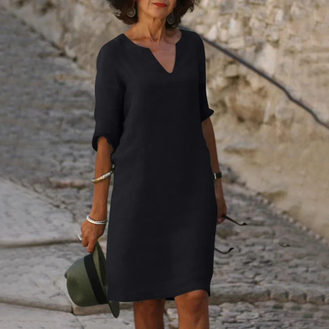 Women's dress with V-neck and 3/4 sleeves | Mini