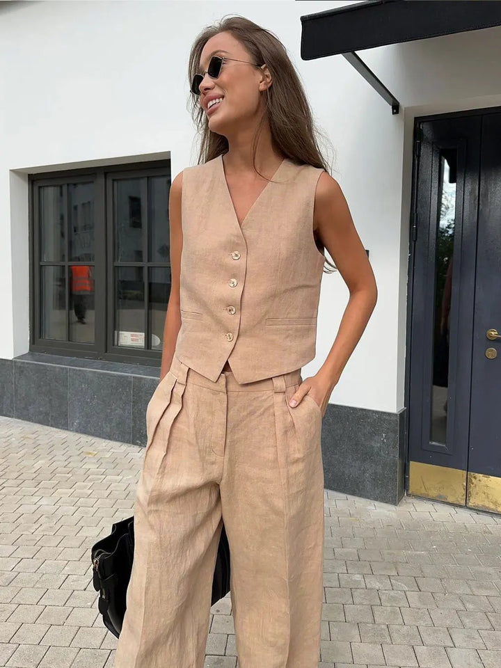 Marlowe 100% Linen Trouser Set
