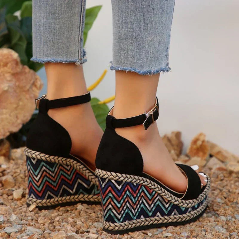 Birdie | Women's Boho Cushioned Wedge Sandals Wide Fit