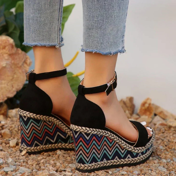 Birdie | Women's Boho Cushioned Wedge Sandals Wide Fit