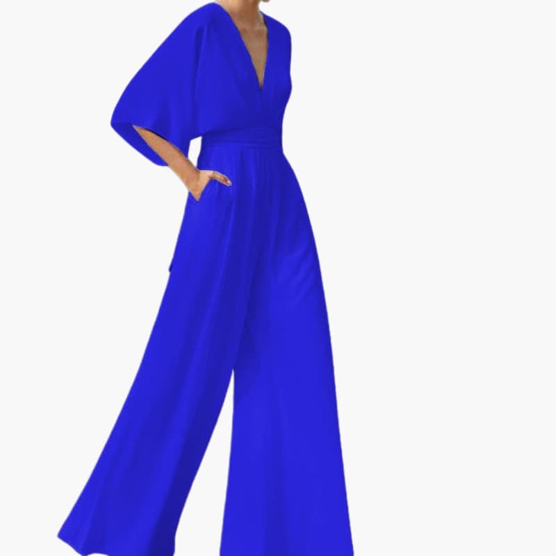 Women’s Jumpsuit with V-Neckline and Half Sleeves