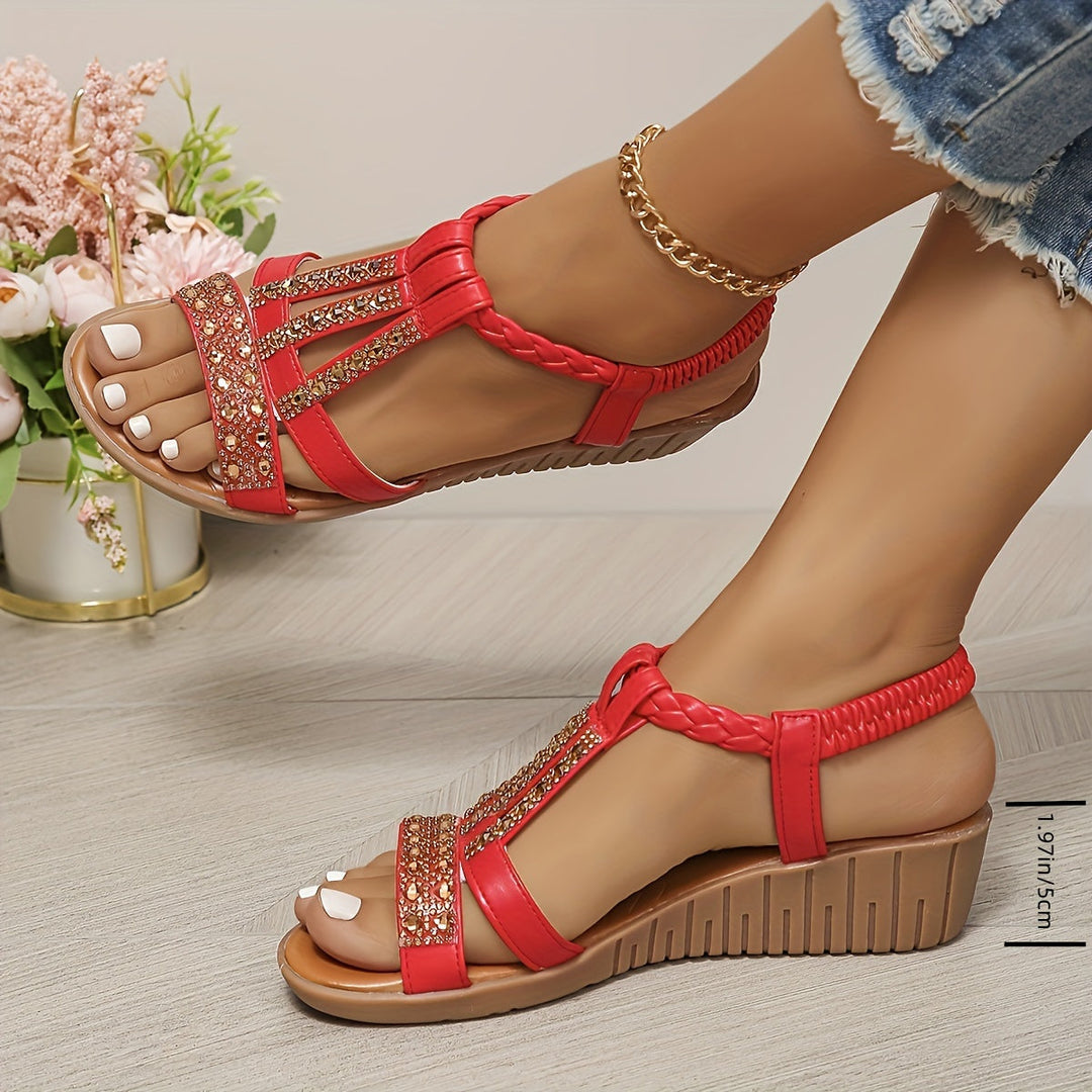 Darby | Women's Rhinestone Woven Sandals