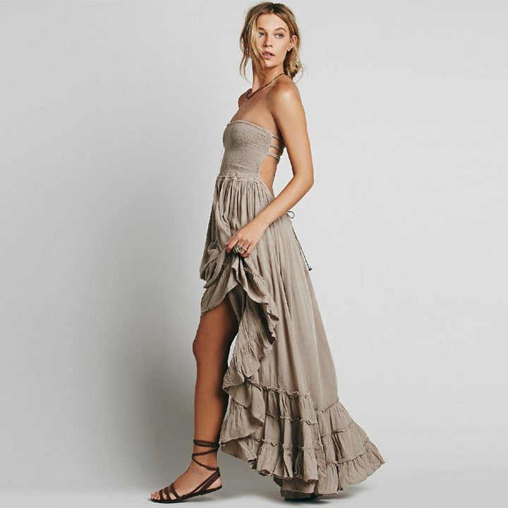 Hippie Backless Halter Dress