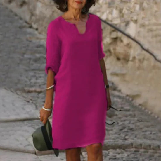 Women's dress with V-neck and 3/4 sleeves | Mini