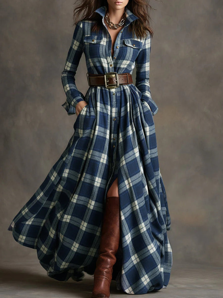 Scarlett - Plaid Flared Maxi Dress