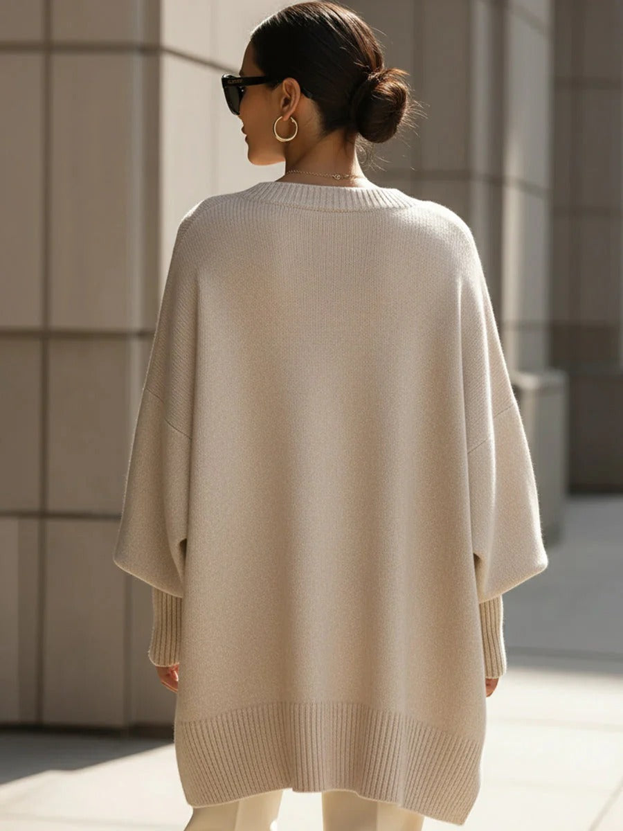 Clara - Oversized Batwing Knit Poncho