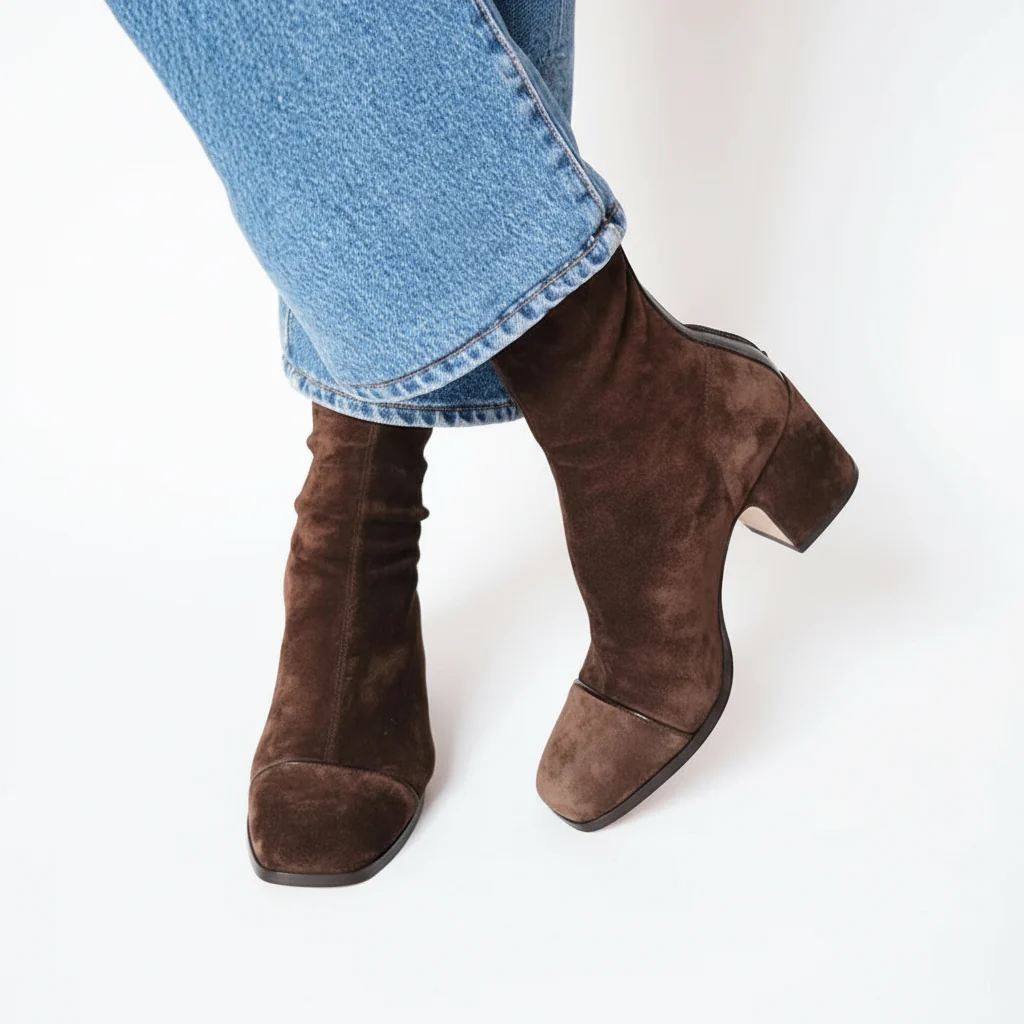 Jamie - Suede Square Toe Boots