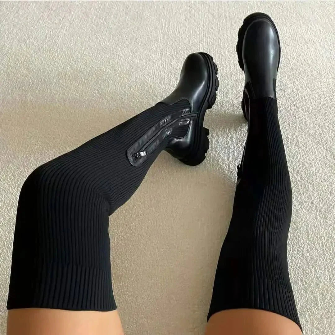 Riley - Thigh-High Sock Boots