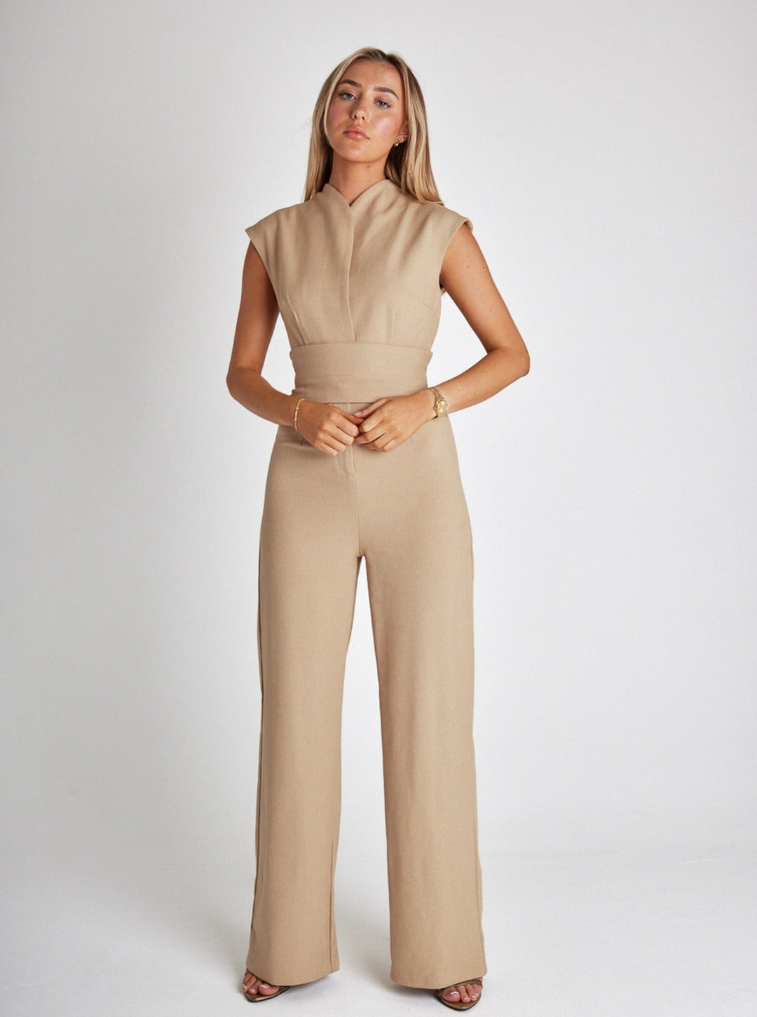 Eliza - Sleeveless Belted Jumpsuit