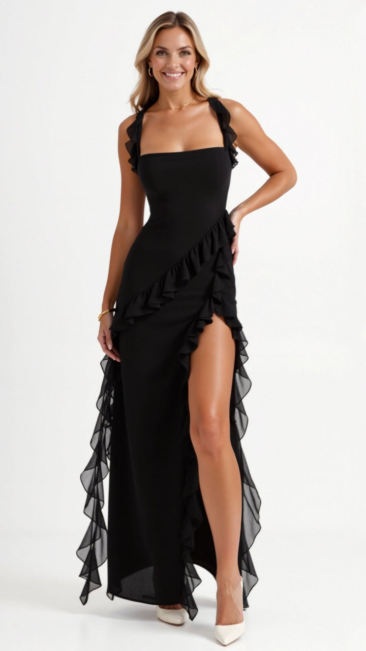 Women's Prom Dress | Ruffled with Slit Maxi