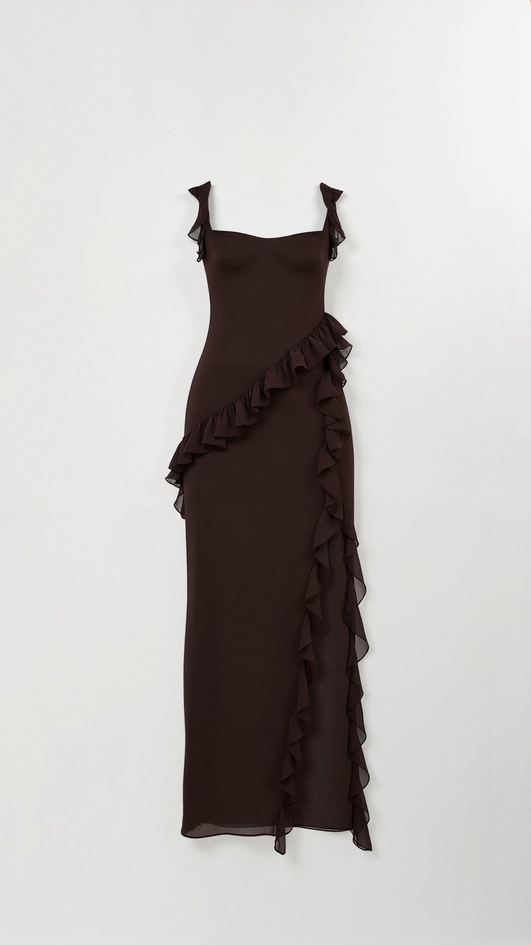 Women's Prom Dress | Ruffled with Slit Maxi