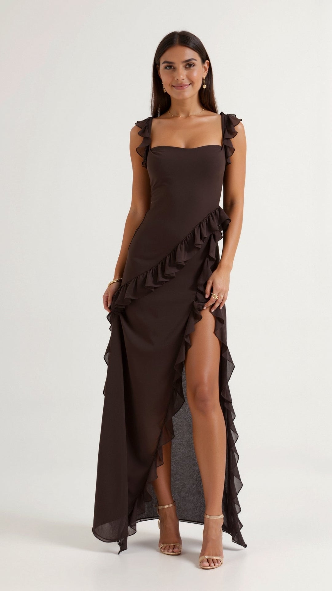Women's Prom Dress | Ruffled with Slit Maxi