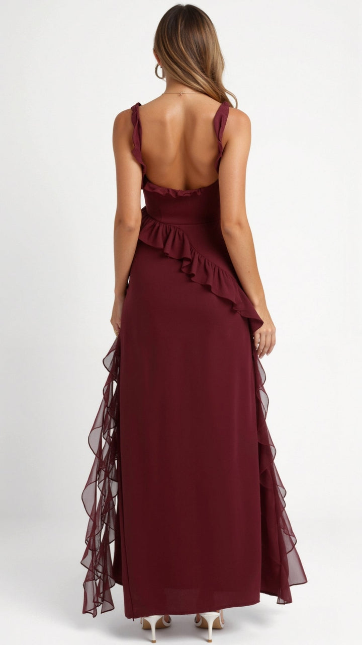Women's Prom Dress | Ruffled with Slit Maxi